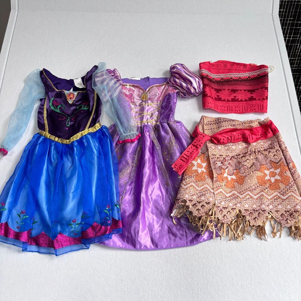 Disney Moana Anna Rapunzel Princess Dresses Halloween Costumes Girls Sz 4-6